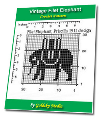 Product picture Vintage Filet Elephant Crochet Pattern Ebook
