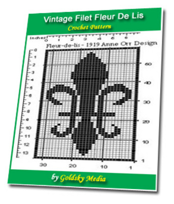 Product picture Vintage Filet Fleur De Lis Crochet Pattern Ebook