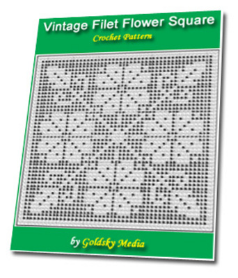 Product picture Vintage Filet Flower Square Crochet Pattern Ebook