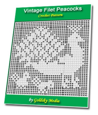 Product picture Vintage Filet Peacock Family Crochet Pattern Ebook