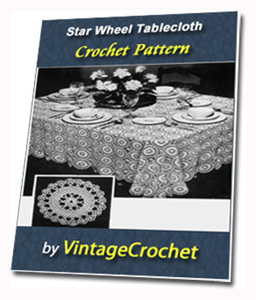 Product picture Star Wheel Tablecloth Vintage Crochet pattern eBook (PDF)