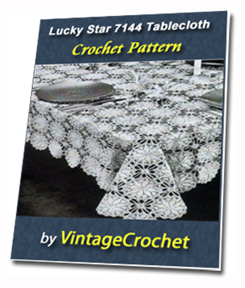 Product picture Lucky Star Tablecloth Vintage Crochet pattern eBook (PDF)
