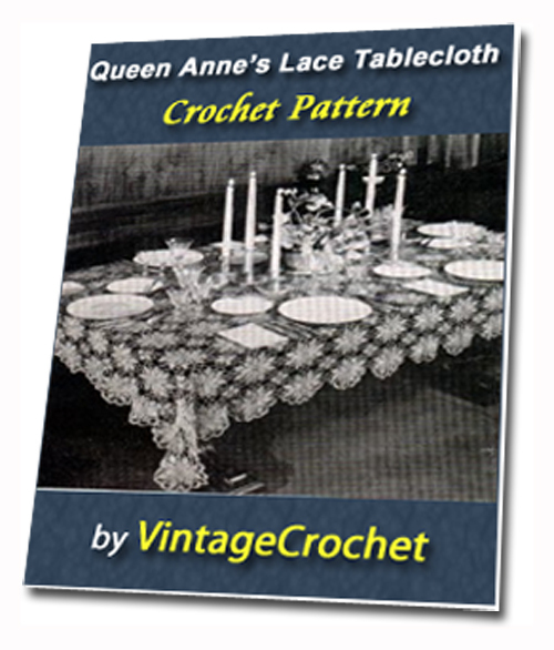 Product picture Queen Annes Lace Tablecloth Vintage Crochet pattern eBook