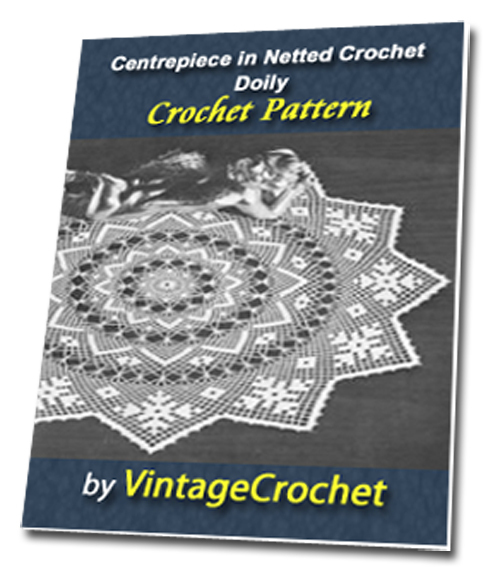 Product picture Centrepiece in Netted Crochet Doily Vintage Crochet Pattern 