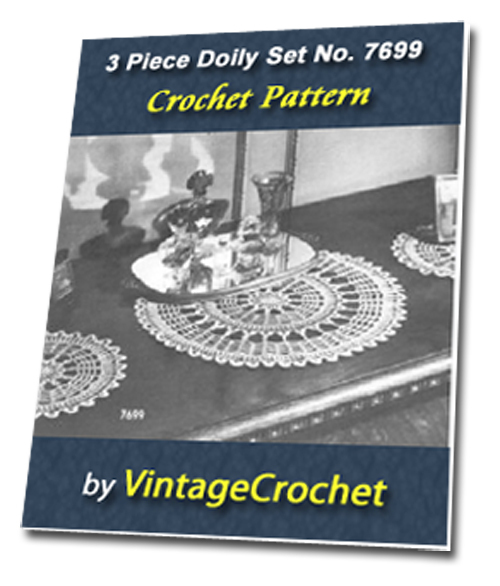 Product picture 3 Piece Doily Set No.7699 Vintage Crochet Pattern Ebook