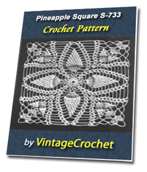 Product picture Pineapple Square S-733 Vintage Crochet Pattern eBook