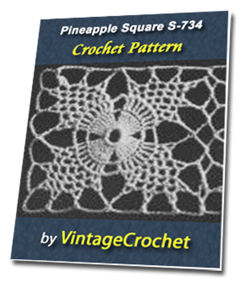 Product picture Pineapple Square S-734 Vintage Crochet Pattern eBook