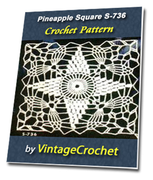 Product picture Pineapple Square S-736 Vintage Crochet Pattern eBook