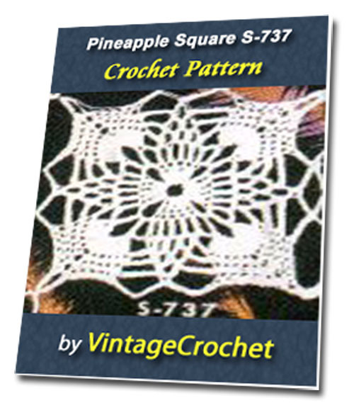 Product picture Pineapple Square S-737 Vintage Crochet Pattern eBook