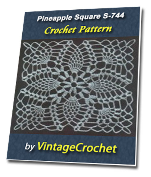 Product picture Pineapple Square S-744 Vintage Crochet Pattern eBook