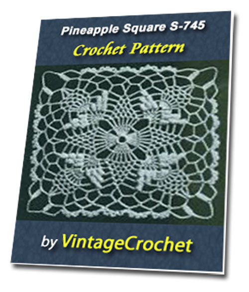 Product picture Pineapple Square S-745 Vintage Crochet Pattern eBook