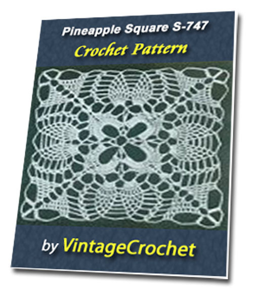 Product picture Pineapple Square S-747 Vintage Crochet Pattern eBook