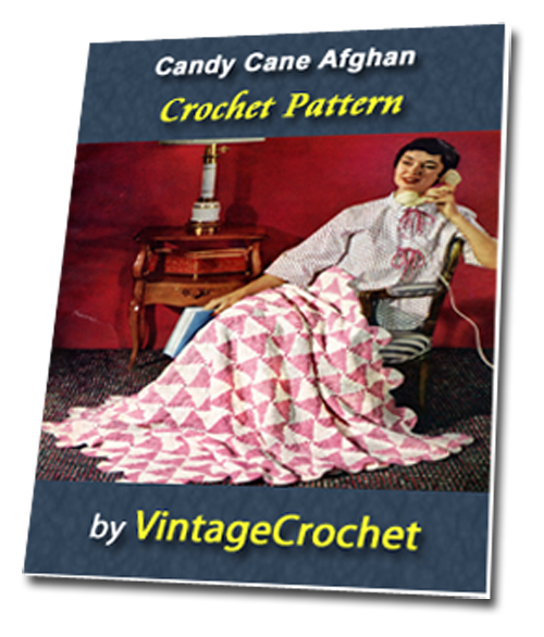 Product picture Candy Cane Afghan Vintage Crochet Pattern eBook