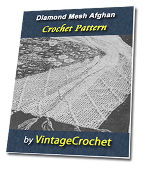 Product picture Diamond Mesh Afghan Vintage Crochet Pattern eBook