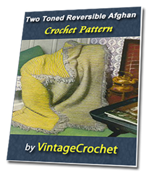 Product picture Two Toned Reversible Afghan Vintage Crochet Pattern eBook