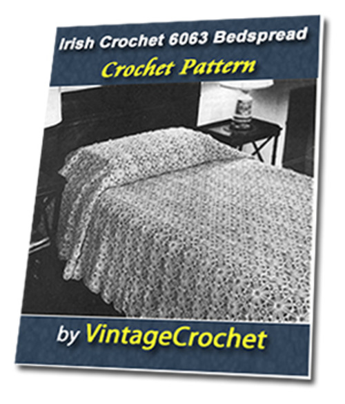Product picture Irish Crochet Bedspread No. 6063 Vintage Crochet Pattern