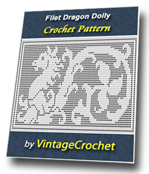 Product picture Filet Dragon Doily Vintage Crochet Pattern