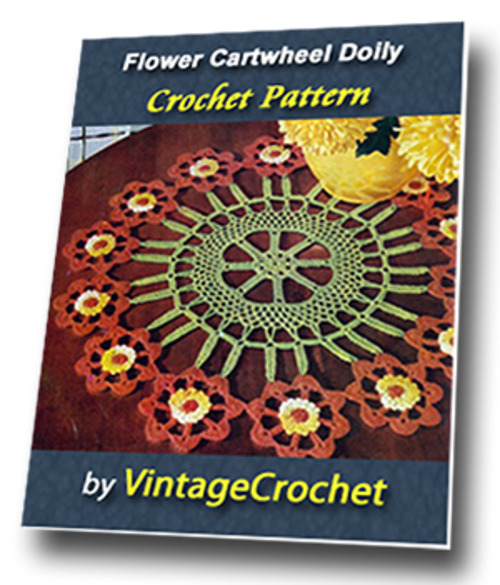 Product picture Flower Cartwheel Doily Vintage Crochet Pattern